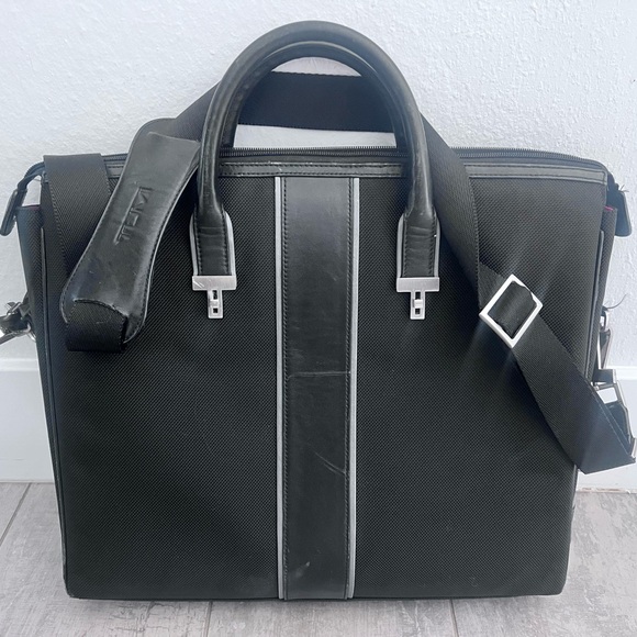 Tumi Handbags - Tumi Large Red Briefcase Elements Collection Nylon Leather Handle Zip Laptop